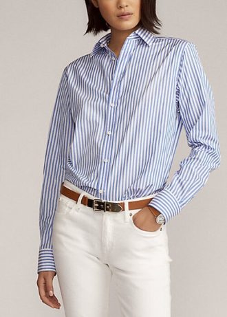 Camisas de algodón a rayas Adrien de Ralph Lauren para mujer en azul