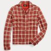Camisas de campamento de jersey con estampado a cuadros Ralph Lauren para mujer en rojo Camisas de campamento de jersey con estampado a cuadros Ralph Lauren para mujer en rojo