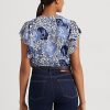 Camisas de georgette arrugadas con estampado floral de Ralph Lauren para mujer en azul Camisas de georgette arrugadas con estampado floral de Ralph Lauren para mujer en azul