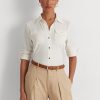 Camisas de jersey elástico Ralph Lauren color crema para mujer Camisas de jersey elástico Ralph Lauren color crema para mujer