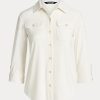 Camisas de jersey elástico Ralph Lauren color crema para mujer Camisas de jersey elástico Ralph Lauren color crema para mujer