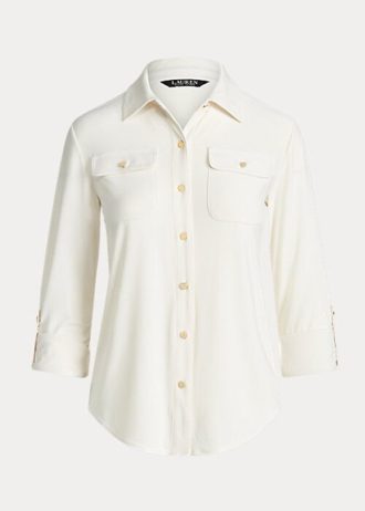 Camisas de jersey elástico Ralph Lauren color crema para mujer Camisas de jersey elástico Ralph Lauren color crema para mujer