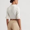 Camisas de jersey elástico Ralph Lauren color crema para mujer Camisas de jersey elástico Ralph Lauren color crema para mujer
