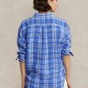 Camisas de lino a cuadros de corte relajado de Ralph Lauren para mujer en azul Camisas de lino a cuadros de corte relajado de Ralph Lauren para mujer en azul