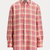 Camisas de lino a cuadros de corte relajado de Ralph Lauren para mujer en color rosa Camisas de lino a cuadros de corte relajado de Ralph Lauren para mujer en color rosa