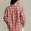 Camisas de lino a cuadros de corte relajado de Ralph Lauren para mujer en color rosa Camisas de lino a cuadros de corte relajado de Ralph Lauren para mujer en color rosa
