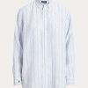 Camisas de lino a rayas de corte relajado de Ralph Lauren para mujer en azul Camisas de lino a rayas de corte relajado de Ralph Lauren para mujer en azul