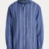 Camisas de lino a rayas de corte relajado de Ralph Lauren para mujer en azul Camisas de lino a rayas de corte relajado de Ralph Lauren para mujer en azul