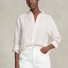 Camisas de lino a rayas de corte relajado de Ralph Lauren para mujer en color rosa Camisas de lino a rayas de corte relajado de Ralph Lauren para mujer en color rosa