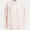 Camisas de lino a rayas de corte relajado de Ralph Lauren para mujer en color rosa Camisas de lino a rayas de corte relajado de Ralph Lauren para mujer en color rosa