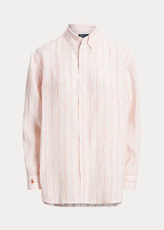 Camisas de lino a rayas de corte relajado de Ralph Lauren para mujer en color rosa Camisas de lino a rayas de corte relajado de Ralph Lauren para mujer en color rosa