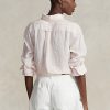 Camisas de lino a rayas de corte relajado de Ralph Lauren para mujer en color rosa Camisas de lino a rayas de corte relajado de Ralph Lauren para mujer en color rosa