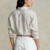 Camisas de lino a rayas de corte relajado Ralph Lauren para mujer en marrón/blanco Camisas de lino a rayas de corte relajado Ralph Lauren para mujer en marrón/blanco