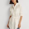 Camisas de lino con cinturón Ralph Lauren blancas para mujer Camisas de lino con cinturón Ralph Lauren blancas para mujer