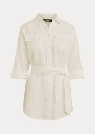 Camisas de lino con cinturón Ralph Lauren blancas para mujer Camisas de lino con cinturón Ralph Lauren blancas para mujer
