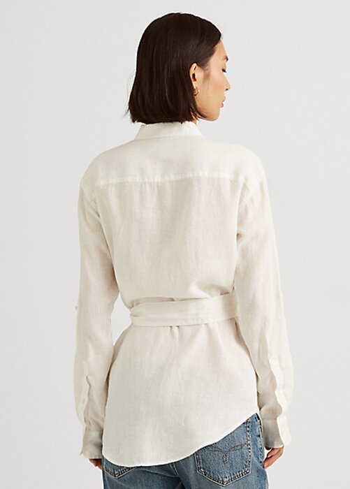 Camisas de lino con cinturón Ralph Lauren blancas para mujer Camisas de lino con cinturón Ralph Lauren blancas para mujer