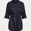 Camisas de lino con cinturón Ralph Lauren para mujer en color azul marino Camisas de lino con cinturón Ralph Lauren para mujer en color azul marino