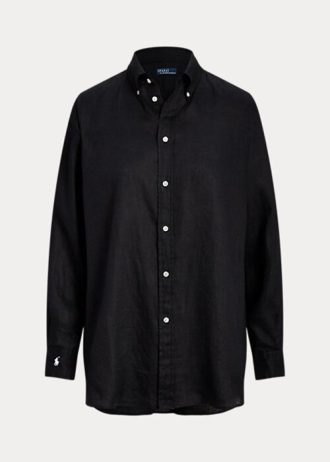 Camisas de lino de corte relajado Ralph Lauren negras para mujer