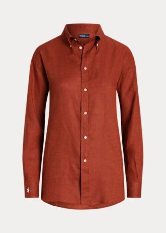 Camisas de lino de corte relajado Ralph Lauren para mujer en color naranja