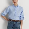 Camisas de lino Ralph Lauren azules para mujer Camisas de lino Ralph Lauren azules para mujer