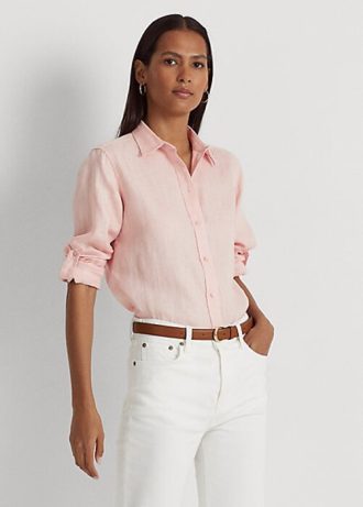 Camisas de lino Ralph Lauren rosas para mujer