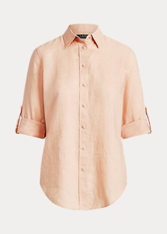 Camisas de lino Ralph Lauren rosas para mujer
