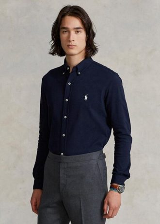 Camisas de malla ligera Ralph Lauren para hombre en color azul marino