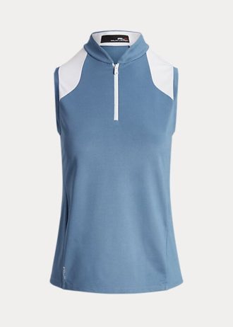 Camisas de piqué sin mangas de corte entallado Ralph Lauren para mujer en azul