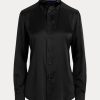 Camisas de seda morera elástica Ralph Lauren Cameron para mujer, color negro Camisas de seda morera elástica Ralph Lauren Cameron para mujer, color negro