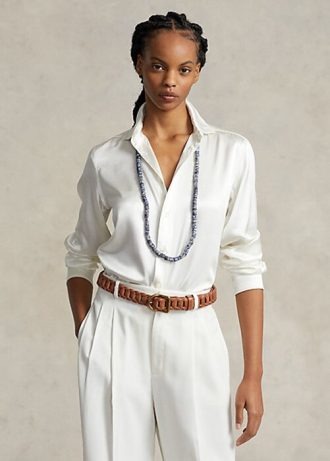 Camisas de seda morera Ralph Lauren para mujer en color crema