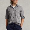 Camisas de trabajo Ralph Lauren Classic Chino de corte gris para hombre Camisas de trabajo Ralph Lauren Classic Chino de corte gris para hombre