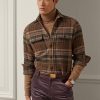 Camisas de tweed de lana a cuadros con parches de gamuza de Ralph Lauren para hombre en color marrón Camisas de tweed de lana a cuadros con parches de gamuza de Ralph Lauren para hombre en color marrón