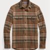 Camisas de tweed de lana a cuadros con parches de gamuza de Ralph Lauren para hombre en color marrón Camisas de tweed de lana a cuadros con parches de gamuza de Ralph Lauren para hombre en color marrón