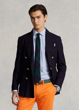 Camisas formales de alto rendimiento a rayas de corte personalizado de Ralph Lauren para hombre en azul