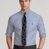 Camisas formales de popelina a rayas de corte entallado de Ralph Lauren para hombre en azul Camisas formales de popelina a rayas de corte entallado de Ralph Lauren para hombre en azul