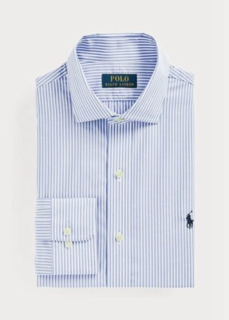 Camisas formales de popelina a rayas de corte entallado de Ralph Lauren para hombre en azul