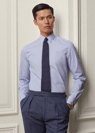 Camisas formales de popelina con puños franceses y rayas bengalíes de Ralph Lauren para hombre en azul Camisas formales de popelina con puños franceses y rayas bengalíes de Ralph Lauren para hombre en azul