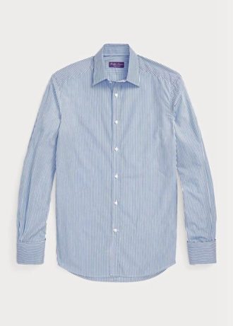 Camisas formales de popelina con puños franceses y rayas bengalíes de Ralph Lauren para hombre en azul Camisas formales de popelina con puños franceses y rayas bengalíes de Ralph Lauren para hombre en azul