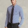 Camisas formales de popelina elástica a rayas de corte entallado de Ralph Lauren para hombre en azul