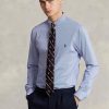 Camisas formales de popelina elástica a rayas de corte entallado de Ralph Lauren para hombre en azul