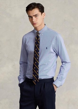 Camisas formales de popelina elástica a rayas de corte entallado de Ralph Lauren para hombre en azul Camisas formales de popelina elástica a rayas de corte entallado de Ralph Lauren para hombre en azul