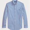 Camisas formales de popelina elástica a rayas de corte entallado de Ralph Lauren para hombre en azul