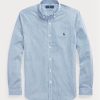 Camisas formales de popelina elástica a rayas de corte entallado de Ralph Lauren para hombre en azul
