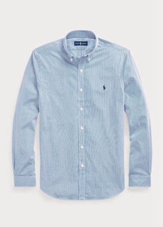 Camisas formales de popelina elástica a rayas de corte entallado de Ralph Lauren para hombre en azul Camisas formales de popelina elástica a rayas de corte entallado de Ralph Lauren para hombre en azul