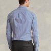Camisas formales de popelina elástica a rayas de corte entallado de Ralph Lauren para hombre en azul