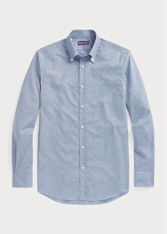 Camisas formales de sarga de cuadros vichy azules de Ralph Lauren para hombre, fáciles de cuidar Camisas formales de sarga de cuadros vichy azules de Ralph Lauren para hombre, fáciles de cuidar