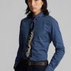 Camisas formales Ralph Lauren de corte entallado a cuadros dobby para hombre en azul marino Camisas formales Ralph Lauren de corte entallado a cuadros dobby para hombre en azul marino