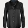 Camisas negras de seda charmeuse de Ralph Lauren para mujer Camisas negras de seda charmeuse de Ralph Lauren para mujer