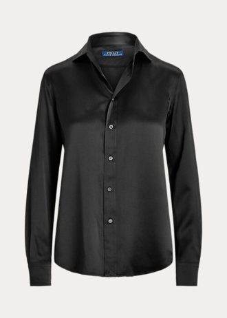 Camisas negras de seda charmeuse de Ralph Lauren para mujer
