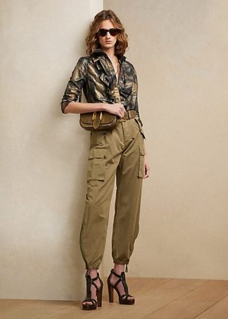 Camisas negras metalizadas con volantes Keara de Ralph Lauren para mujer